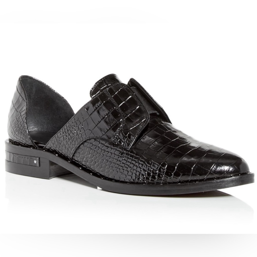 Freda Salvador Laceless Croc Embossed D’Orsay Loafer